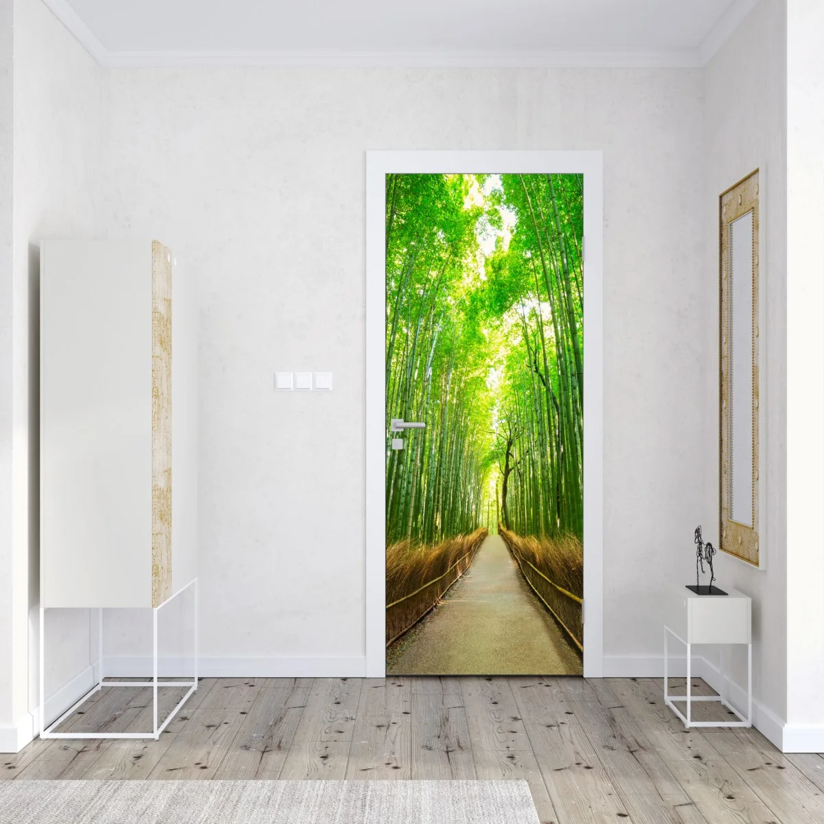 Naklejka na drzwi spokojna ścieżka bambusowa w Kioto – Wallissimo® Naklejka na drzwi spokojna ścieżka bambusowa w Kioto – Wallissimo®