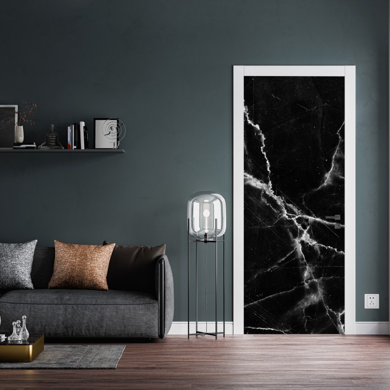 Naklejka na drzwi czarny marmur z żyłami – Wallissimo® Naklejka na drzwi czarny marmur z żyłami – Wallissimo®