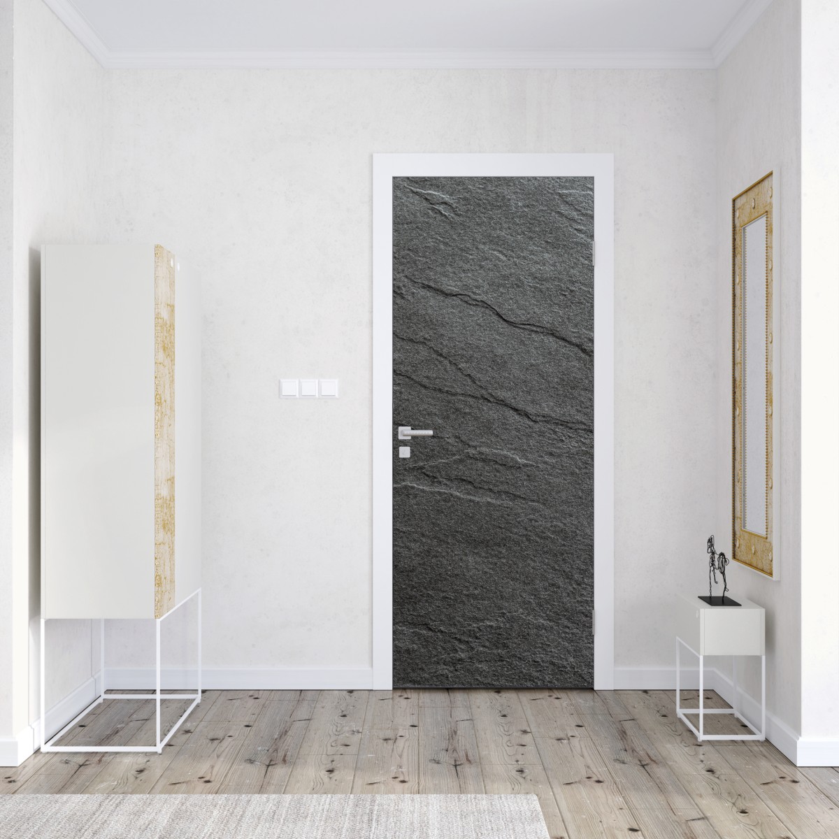 Naklejka na drzwi ciemna tekstura łupka – Wallissimo® Naklejka na drzwi ciemna tekstura łupka – Wallissimo®