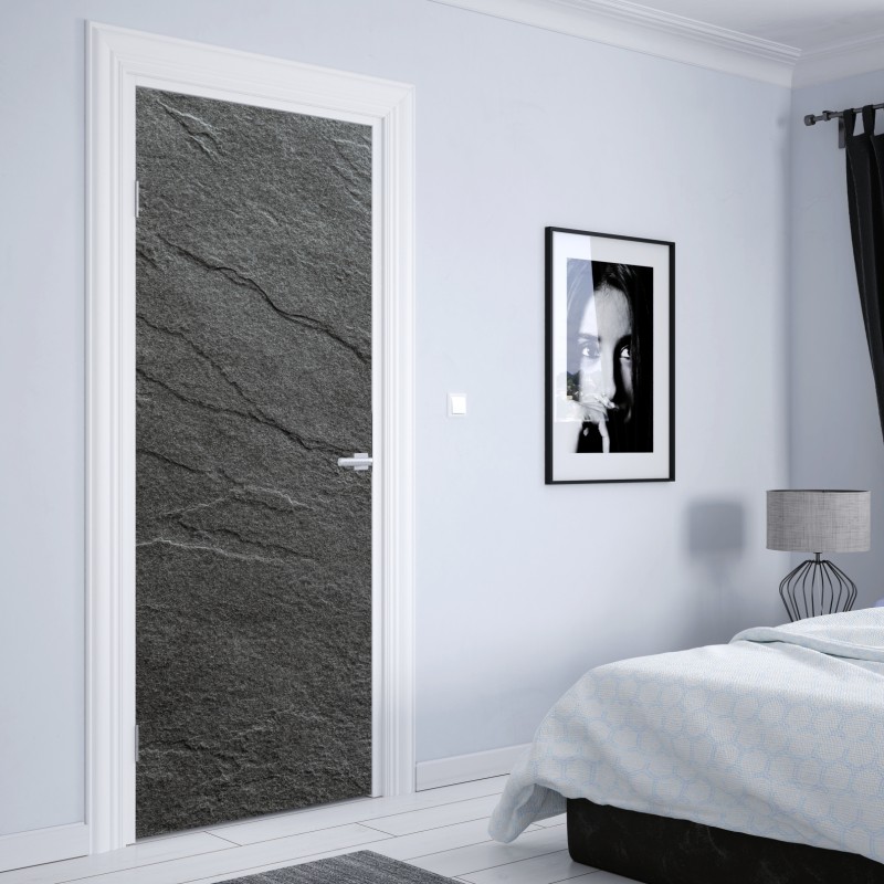Naklejka na drzwi ciemna tekstura łupka – Wallissimo® Naklejka na drzwi ciemna tekstura łupka – Wallissimo®