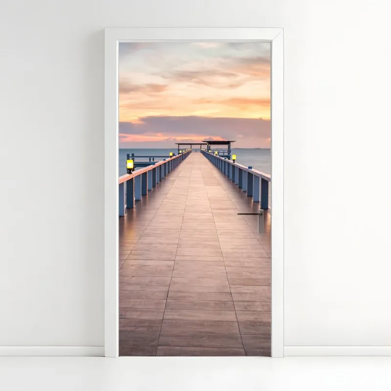 Naklejka na drzwi delikatny niebieski wzór botaniczny – Wallissimo®