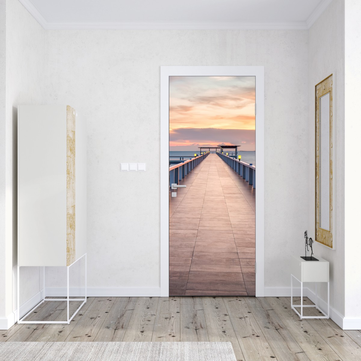 Naklejka na drzwi molo o zachodzie słońca – Wallissimo® Naklejka na drzwi molo o zachodzie słońca – Wallissimo®