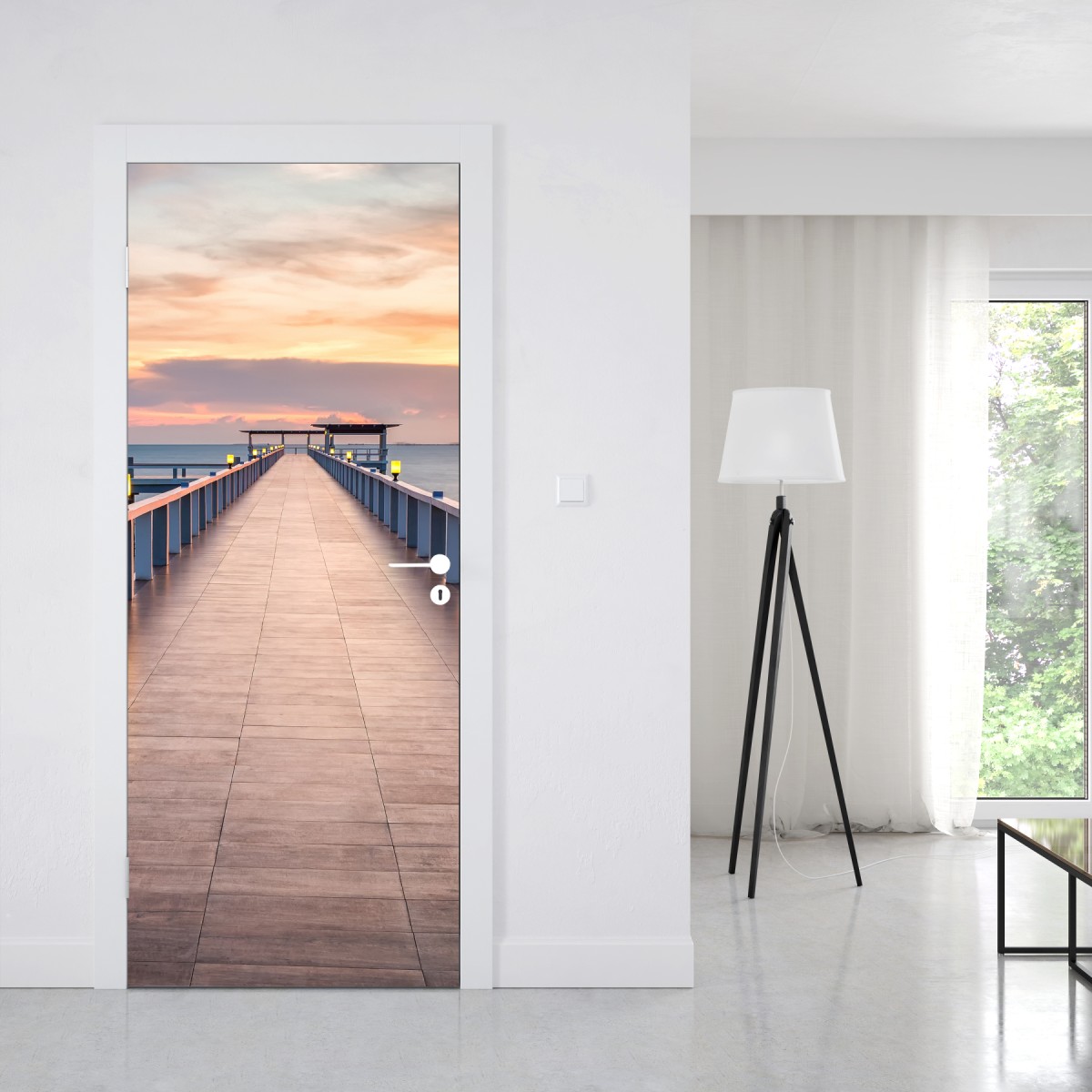 Naklejka na drzwi molo o zachodzie słońca – Wallissimo® Naklejka na drzwi molo o zachodzie słońca – Wallissimo®
