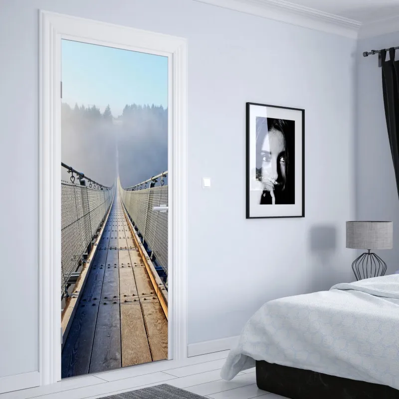 Naklejka na drzwi biała stokrotka na pastelowym różowym tle – Wallissimo®