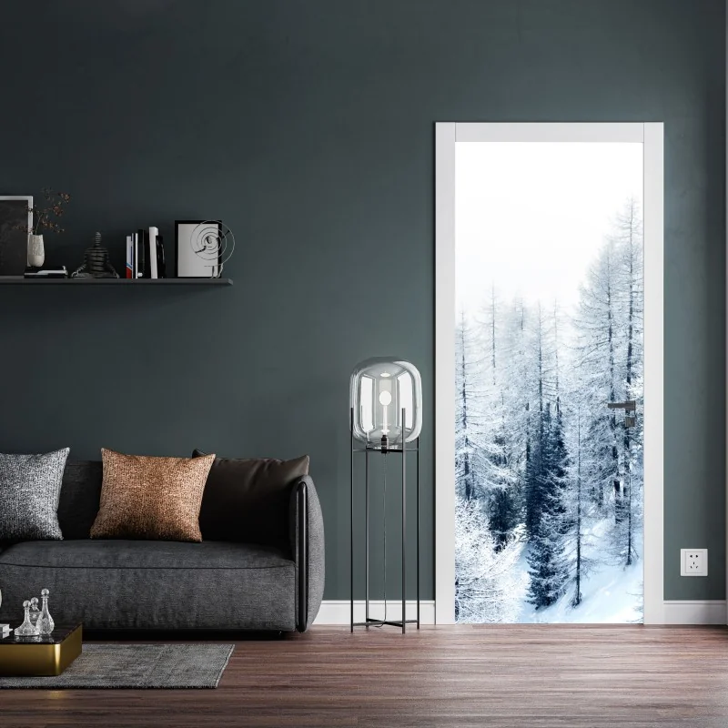 Naklejka na drzwi zimowa cisza: zaśnieżony las – Wallissimo® Naklejka na drzwi zimowa cisza: zaśnieżony las – Wallissimo®