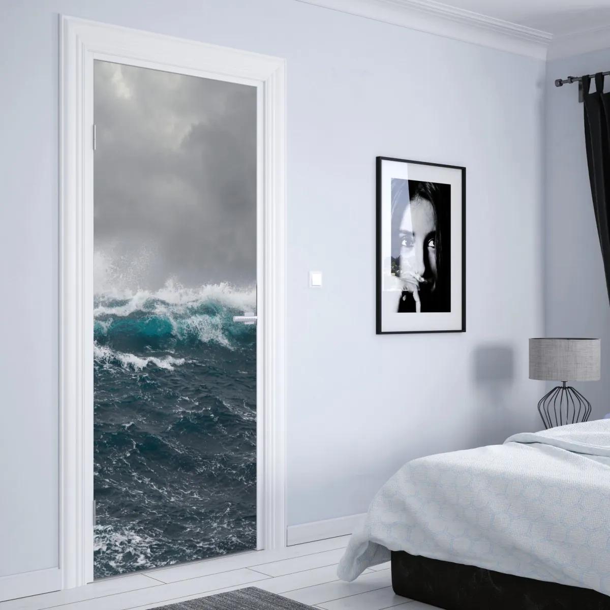 Naklejka na drzwi burzliwe morze z rozbijającymi się falami – Wallissimo® Naklejka na drzwi burzliwe morze z rozbijającymi się falami – Wallissimo®