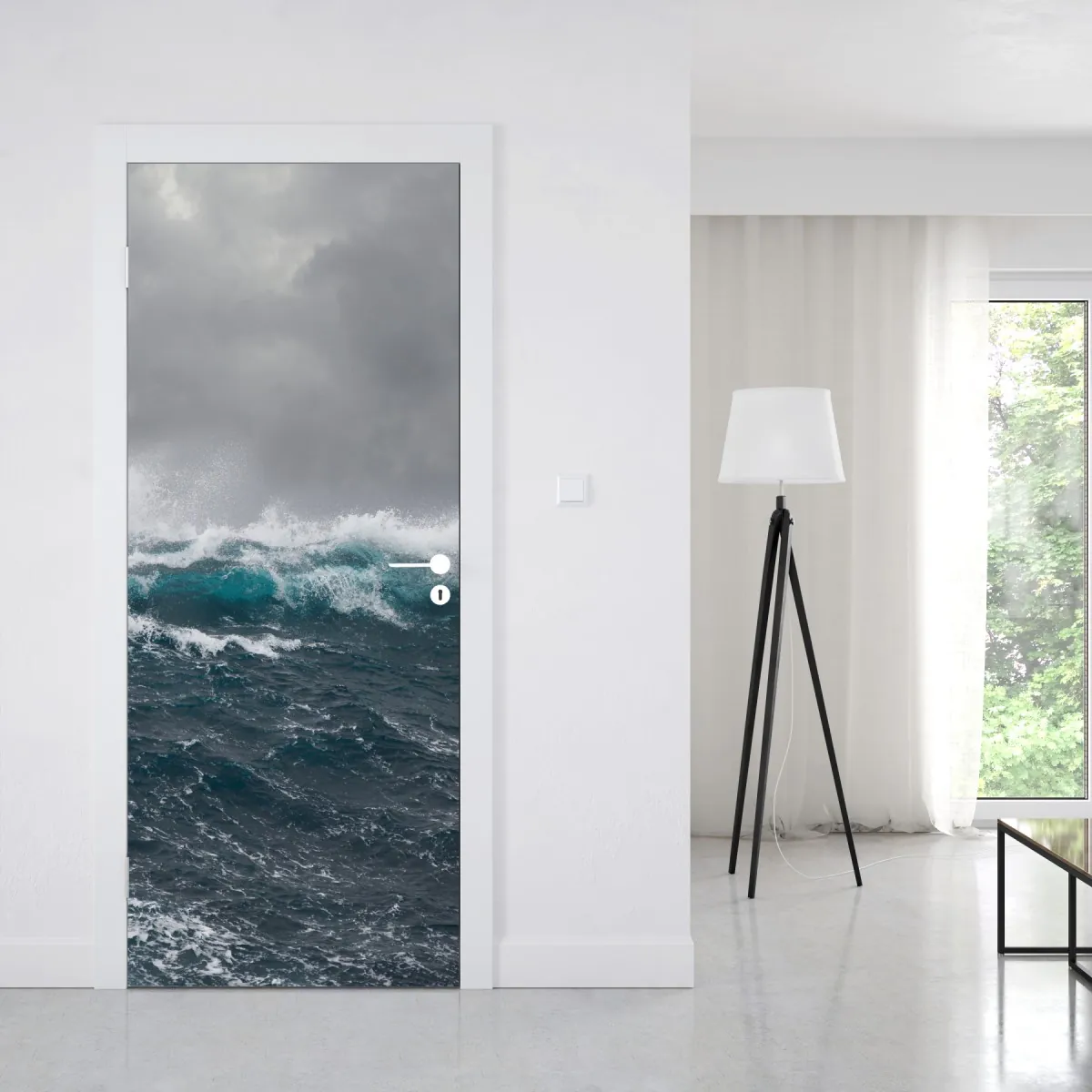 Naklejka na drzwi burzliwe morze z rozbijającymi się falami – Wallissimo® Naklejka na drzwi burzliwe morze z rozbijającymi się falami – Wallissimo®