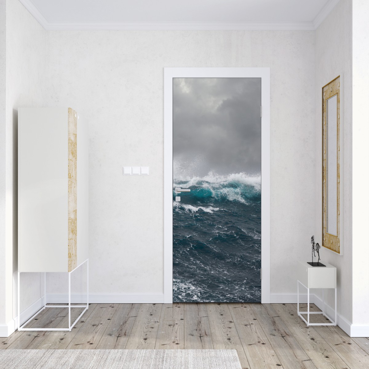 Naklejka na drzwi burzliwe morze z rozbijającymi się falami – Wallissimo® Naklejka na drzwi burzliwe morze z rozbijającymi się falami – Wallissimo®