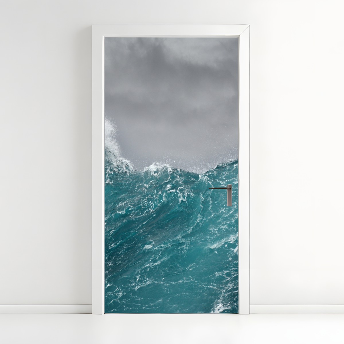 Door sticker turbulent turquoise ocean waves
