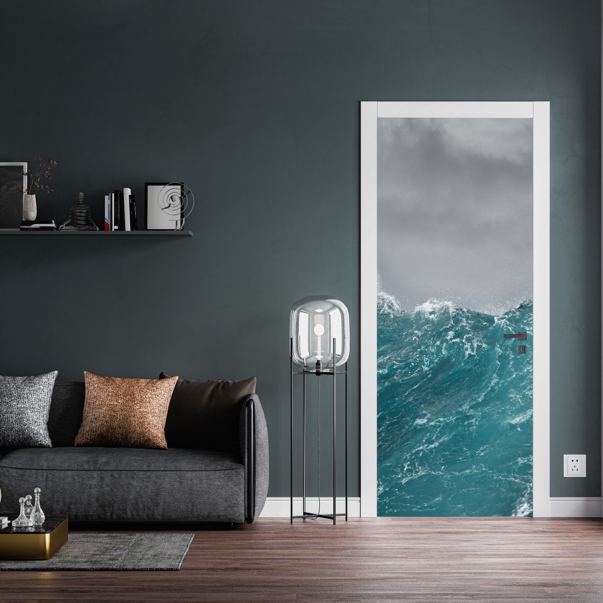 Naklejka na drzwi gwałtowne turkusowe fale oceanu – Wallissimo® Naklejka na drzwi gwałtowne turkusowe fale oceanu – Wallissimo®