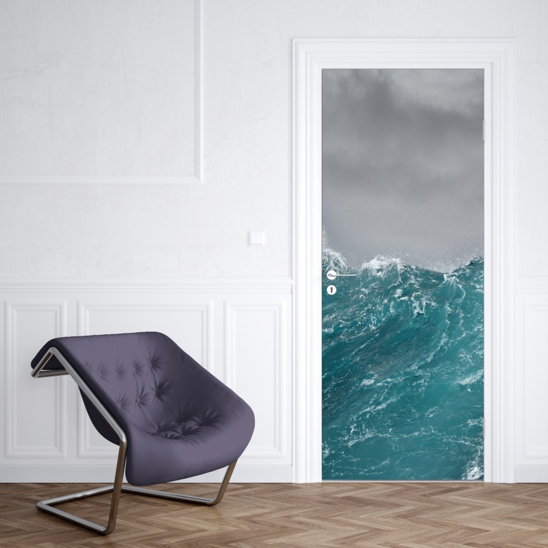 Naklejka na drzwi gwałtowne turkusowe fale oceanu – Wallissimo® Naklejka na drzwi gwałtowne turkusowe fale oceanu – Wallissimo®