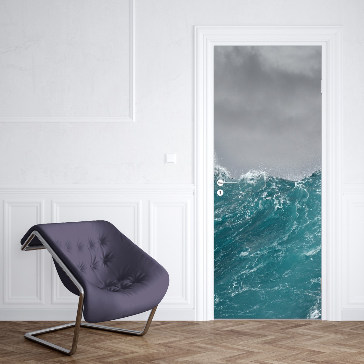 Naklejka na drzwi gwałtowne turkusowe fale oceanu – Wallissimo® Naklejka na drzwi gwałtowne turkusowe fale oceanu – Wallissimo®