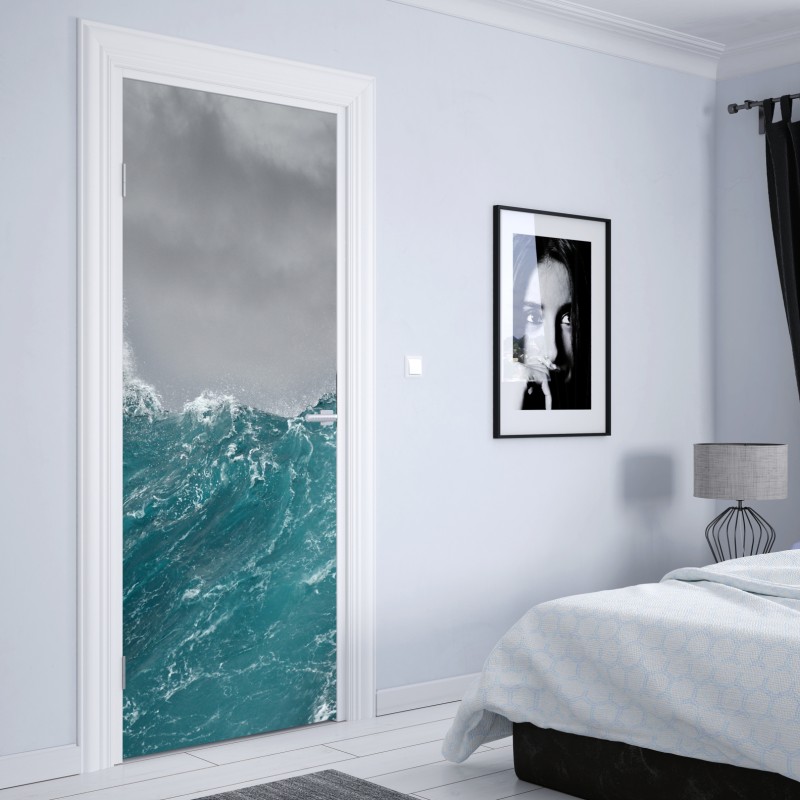 Naklejka na drzwi gwałtowne turkusowe fale oceanu – Wallissimo® Naklejka na drzwi gwałtowne turkusowe fale oceanu – Wallissimo®