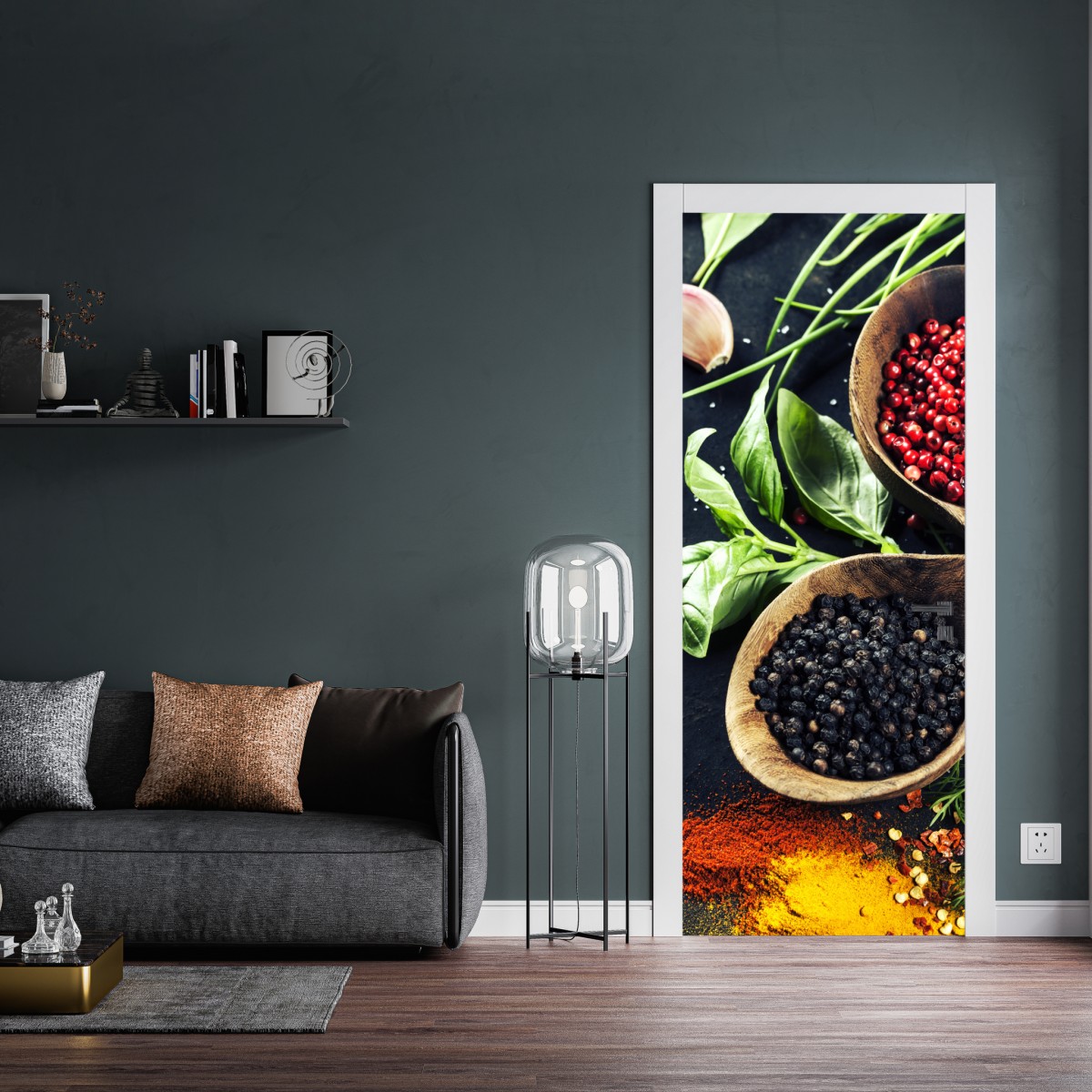 Naklejka na drzwi żywe przyprawy i świeże zioła – Wallissimo® Naklejka na drzwi żywe przyprawy i świeże zioła – Wallissimo®