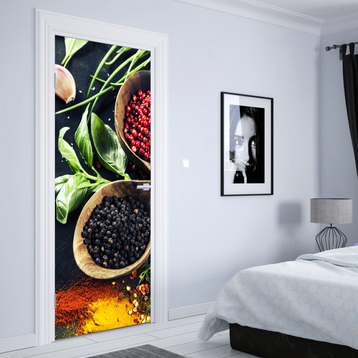 Naklejka na drzwi żywe przyprawy i świeże zioła – Wallissimo® Naklejka na drzwi żywe przyprawy i świeże zioła – Wallissimo®