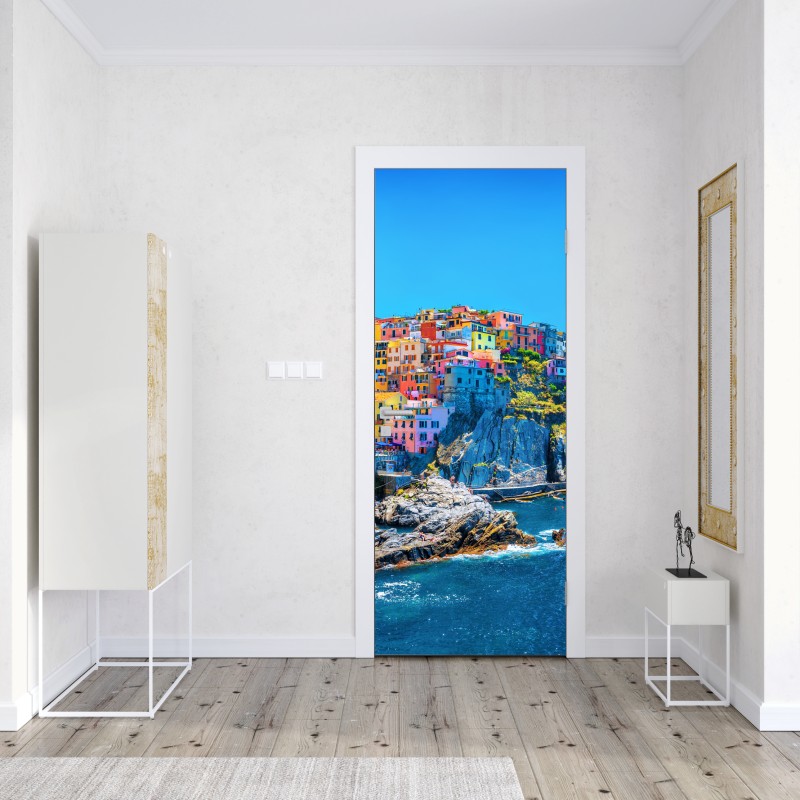 Naklejka na drzwi delikatny różowy bukiet eustomy – Wallissimo®