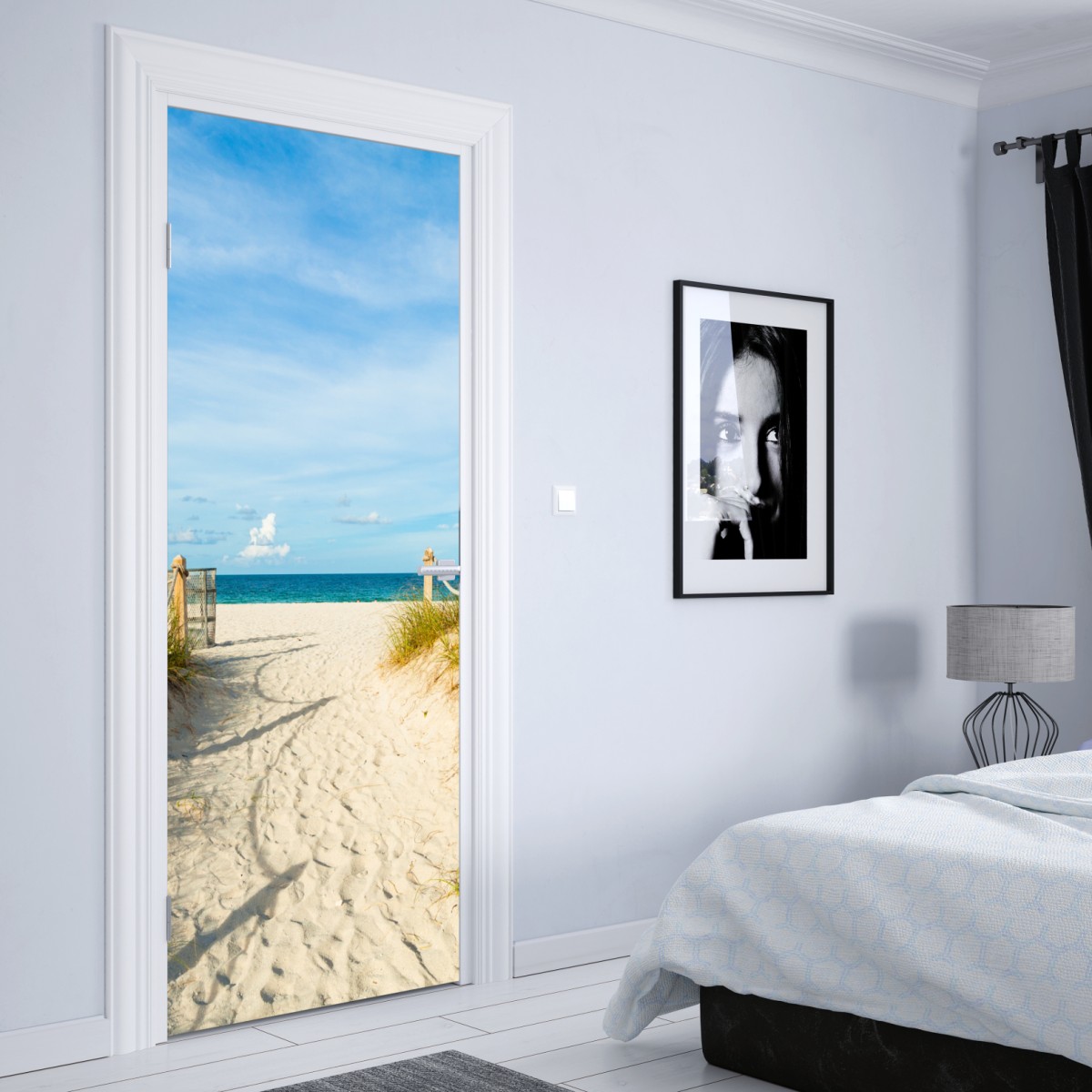 Naklejka na drzwi ścieżka na plażę w Miami – Wallissimo® Naklejka na drzwi ścieżka na plażę w Miami – Wallissimo®