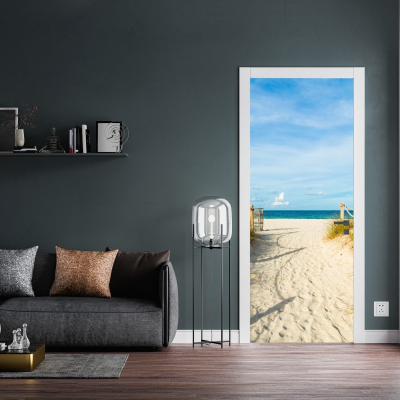 Naklejka na drzwi ścieżka na plażę w Miami – Wallissimo® Naklejka na drzwi ścieżka na plażę w Miami – Wallissimo®