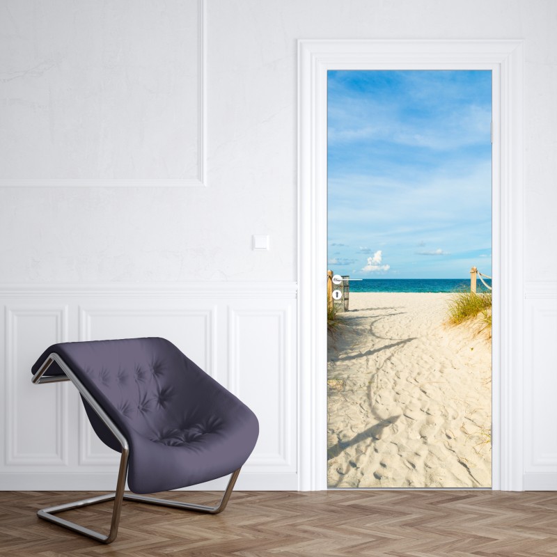 Naklejka na drzwi ścieżka na plażę w Miami – Wallissimo® Naklejka na drzwi ścieżka na plażę w Miami – Wallissimo®