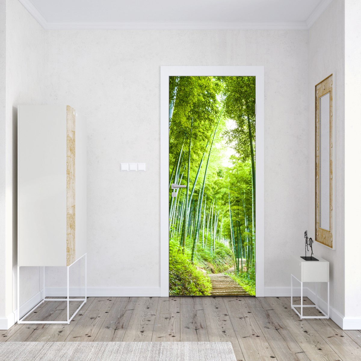Naklejka na drzwi spokojna ścieżka w bambusowym lesie – Wallissimo® Naklejka na drzwi spokojna ścieżka w bambusowym lesie – Wallissimo®
