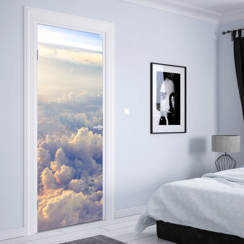 Naklejka na drzwi perspektywa Mostu Brooklyńskiego w monochromie – Wallissimo®