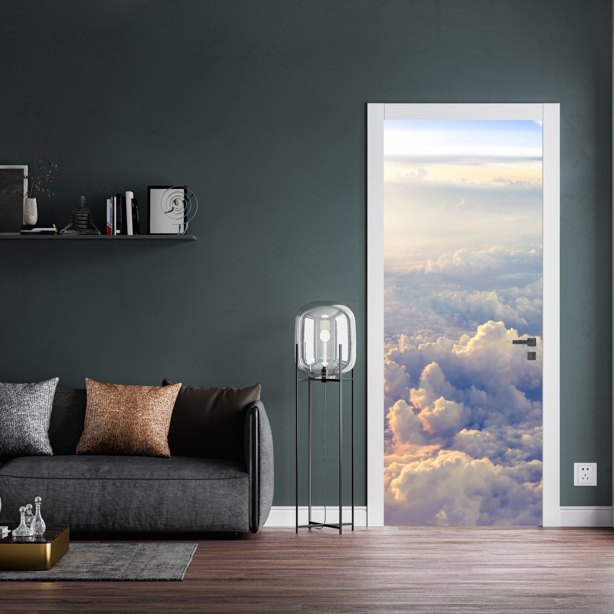 Naklejka na drzwi słoneczne chmury nad horyzontem – Wallissimo® Naklejka na drzwi słoneczne chmury nad horyzontem – Wallissimo®