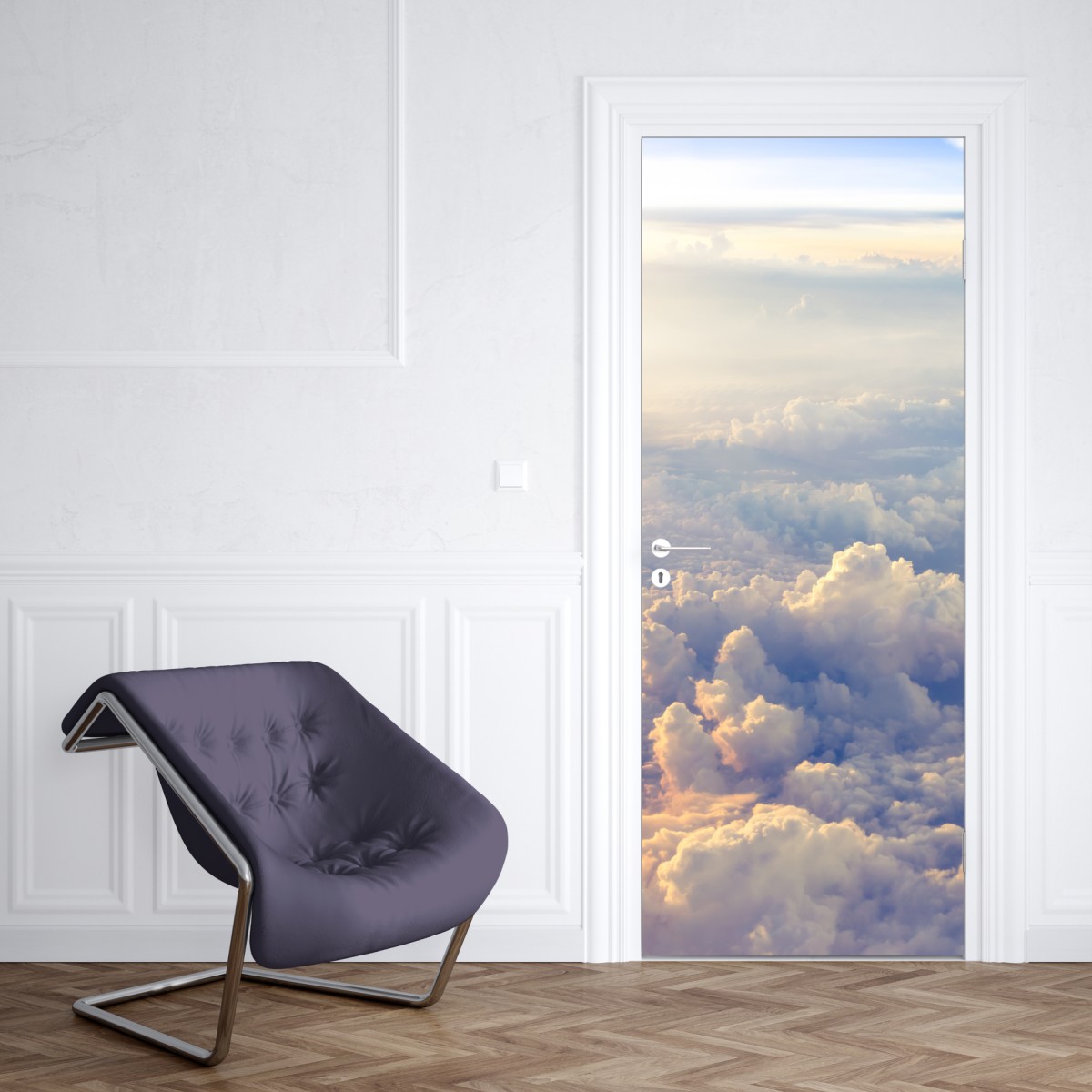 Naklejka na drzwi słoneczne chmury nad horyzontem – Wallissimo® Naklejka na drzwi słoneczne chmury nad horyzontem – Wallissimo®