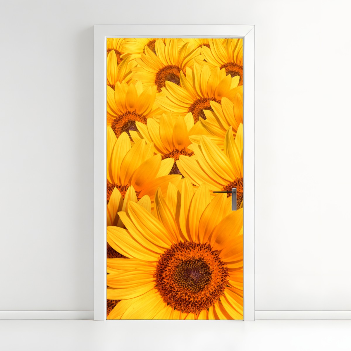 Door sticker golden sunflower field