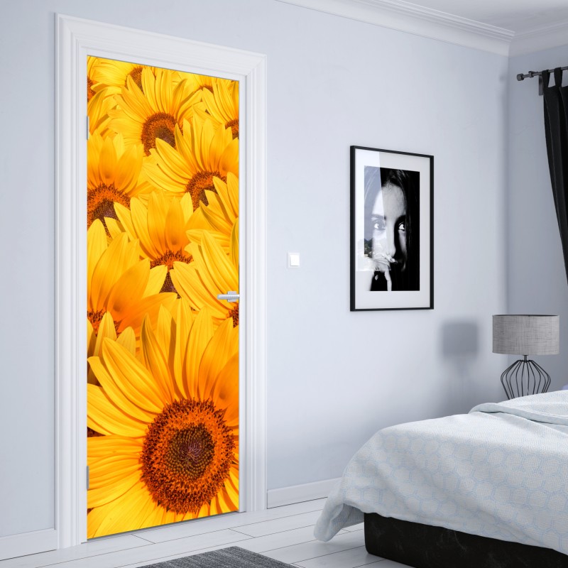 Naklejka na drzwi złote pole słoneczników – Wallissimo® Naklejka na drzwi złote pole słoneczników – Wallissimo®