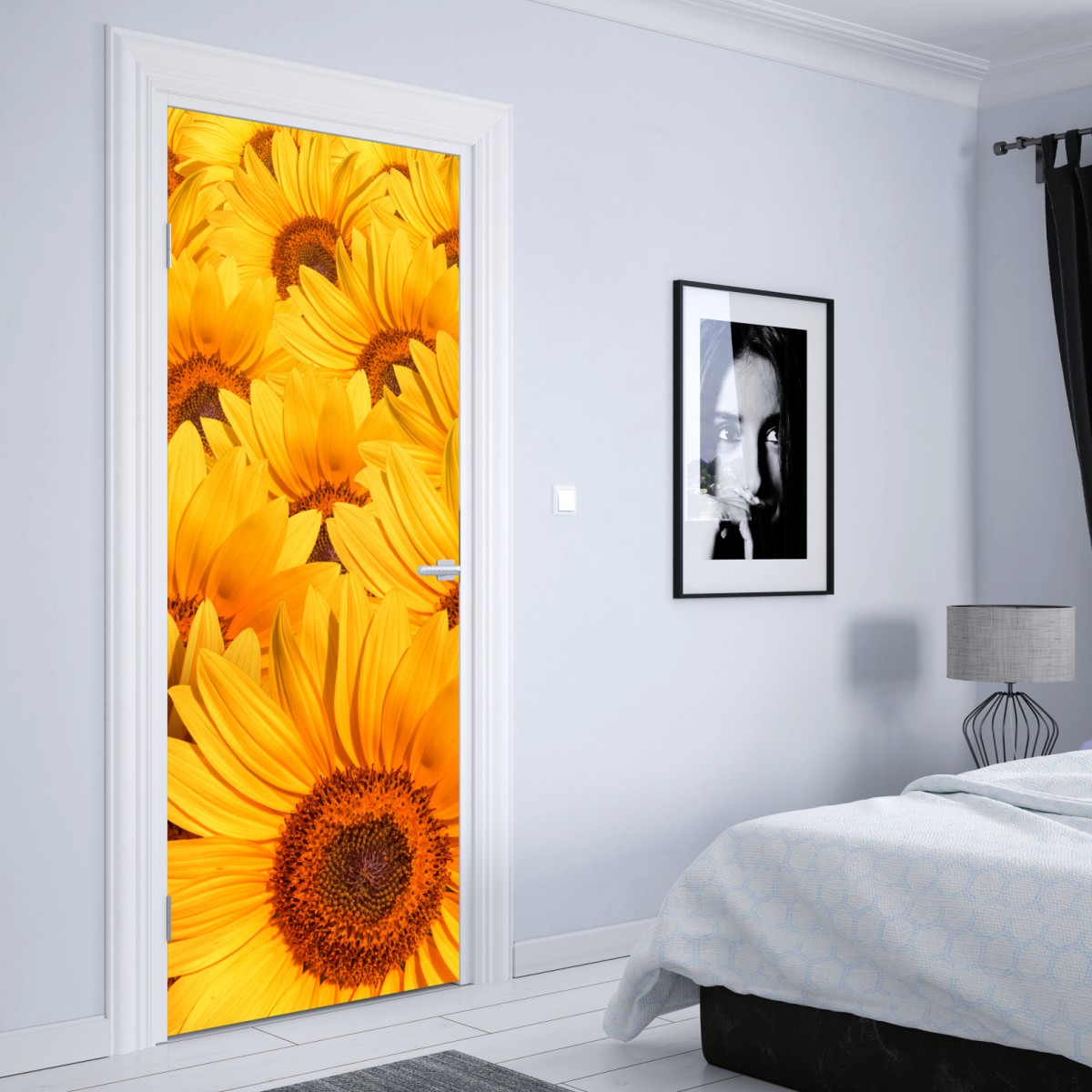Naklejka na drzwi złote pole słoneczników – Wallissimo® Naklejka na drzwi złote pole słoneczników – Wallissimo®