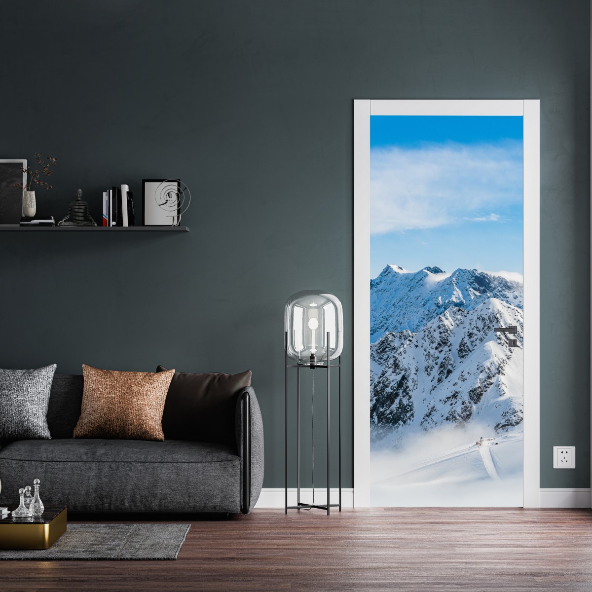 Naklejka na drzwi panorama lodowca Kaunertal nad zaśnieżonymi szczytami – Wallissimo® Naklejka na drzwi panorama lodowca Kaunertal nad zaśnieżonymi szczytami – Wallissimo®