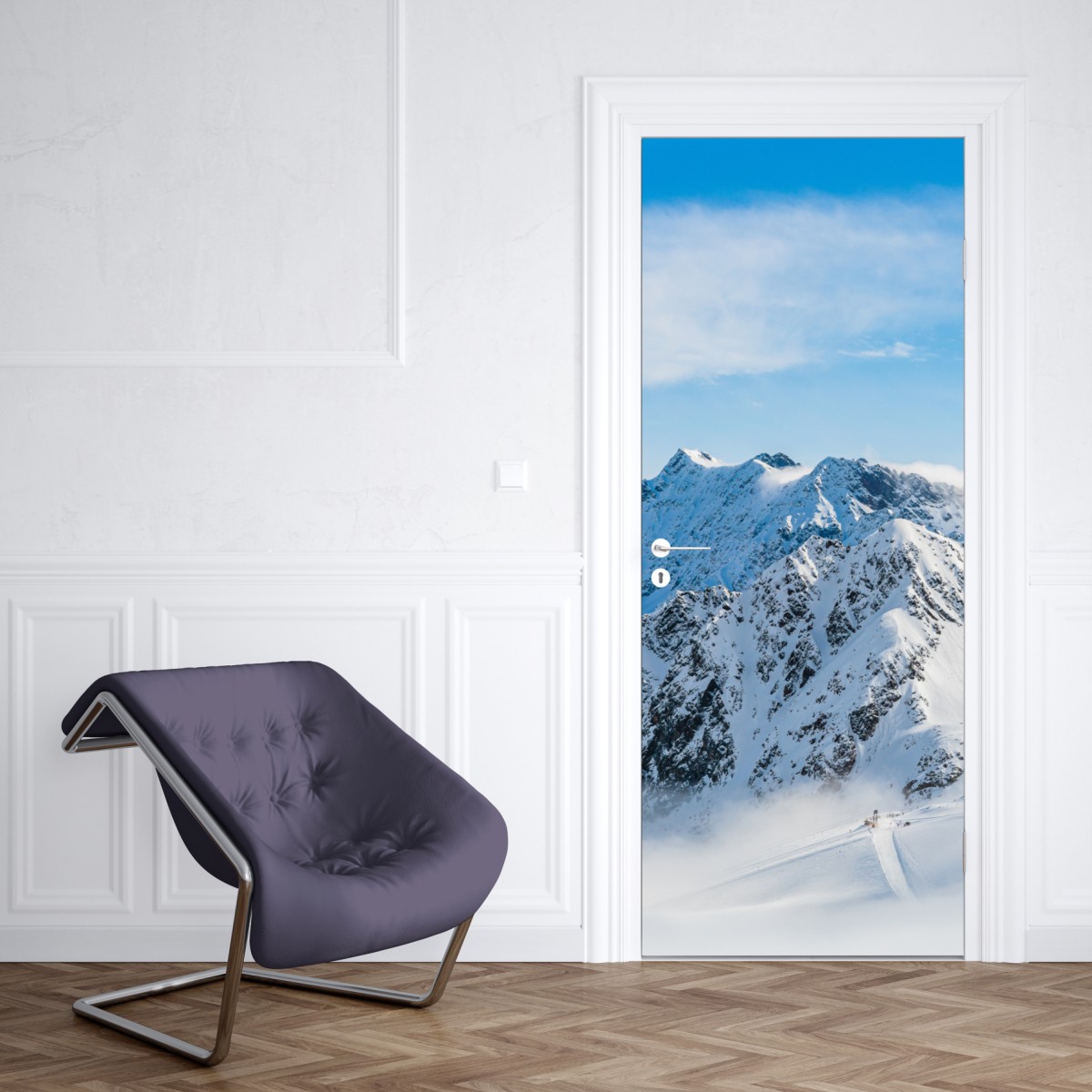 Naklejka na drzwi panorama lodowca Kaunertal nad zaśnieżonymi szczytami – Wallissimo® Naklejka na drzwi panorama lodowca Kaunertal nad zaśnieżonymi szczytami – Wallissimo®