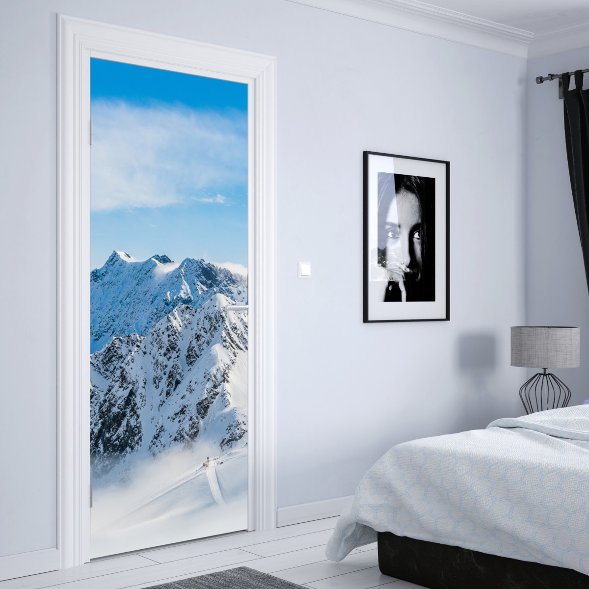 Naklejka na drzwi panorama lodowca Kaunertal nad zaśnieżonymi szczytami – Wallissimo® Naklejka na drzwi panorama lodowca Kaunertal nad zaśnieżonymi szczytami – Wallissimo®