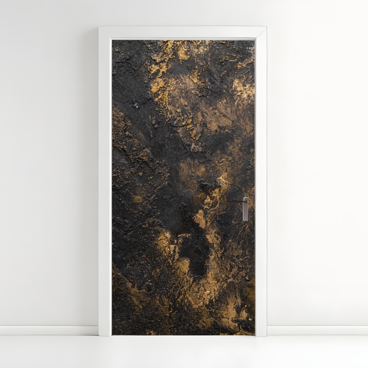 Door sticker black and gold textured abstract wall art