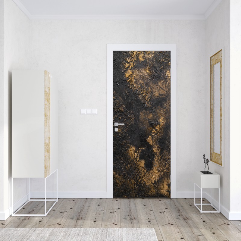 Naklejka na drzwi elegancki beżowy wzór damask – Wallissimo®