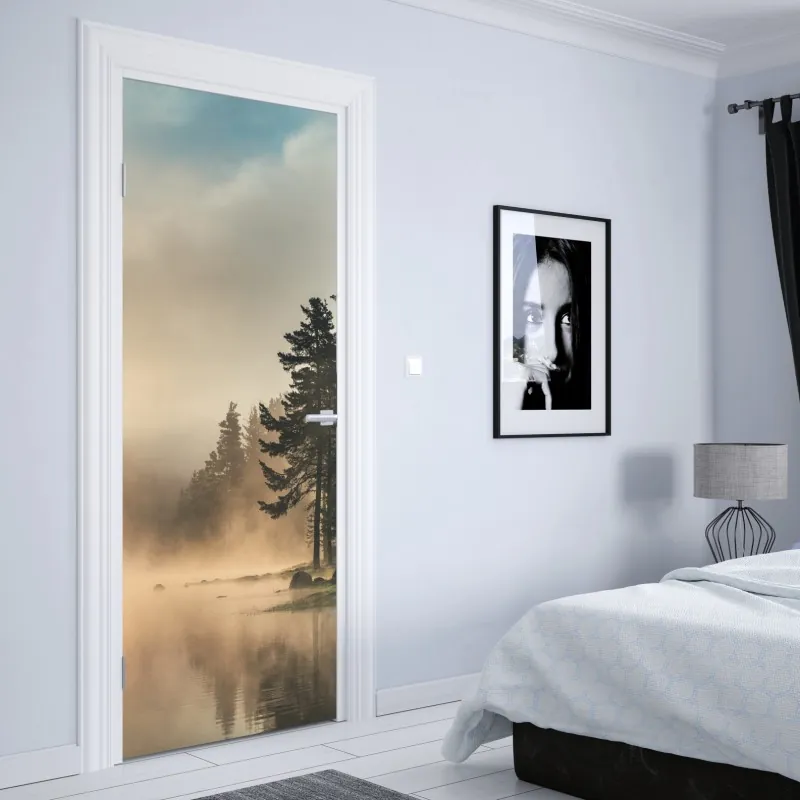 Naklejka na drzwi elegancka sylwetka flecistki – Wallissimo®