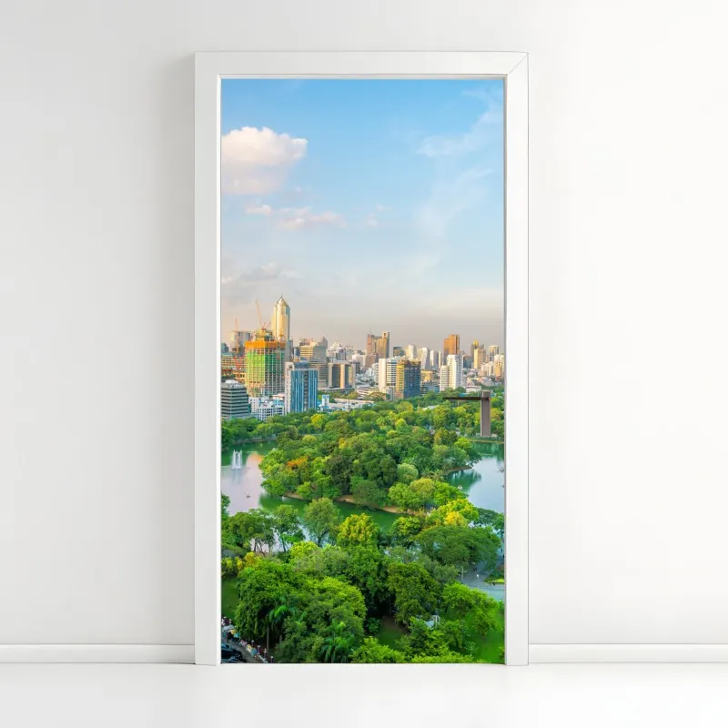 Naklejka na drzwi monochromatyczne zbliżenie dalii – Wallissimo®