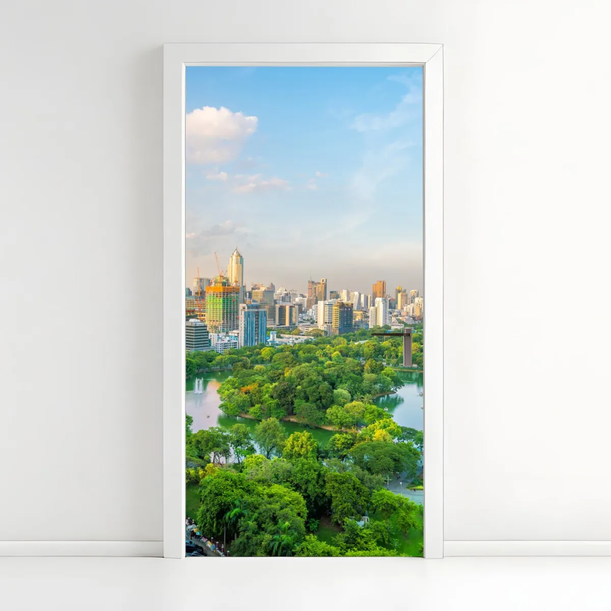 Naklejka na drzwi Bangkok panorama nad parkiem Lumpini – Wallissimo® Naklejka na drzwi Bangkok panorama nad parkiem Lumpini – Wallissimo®