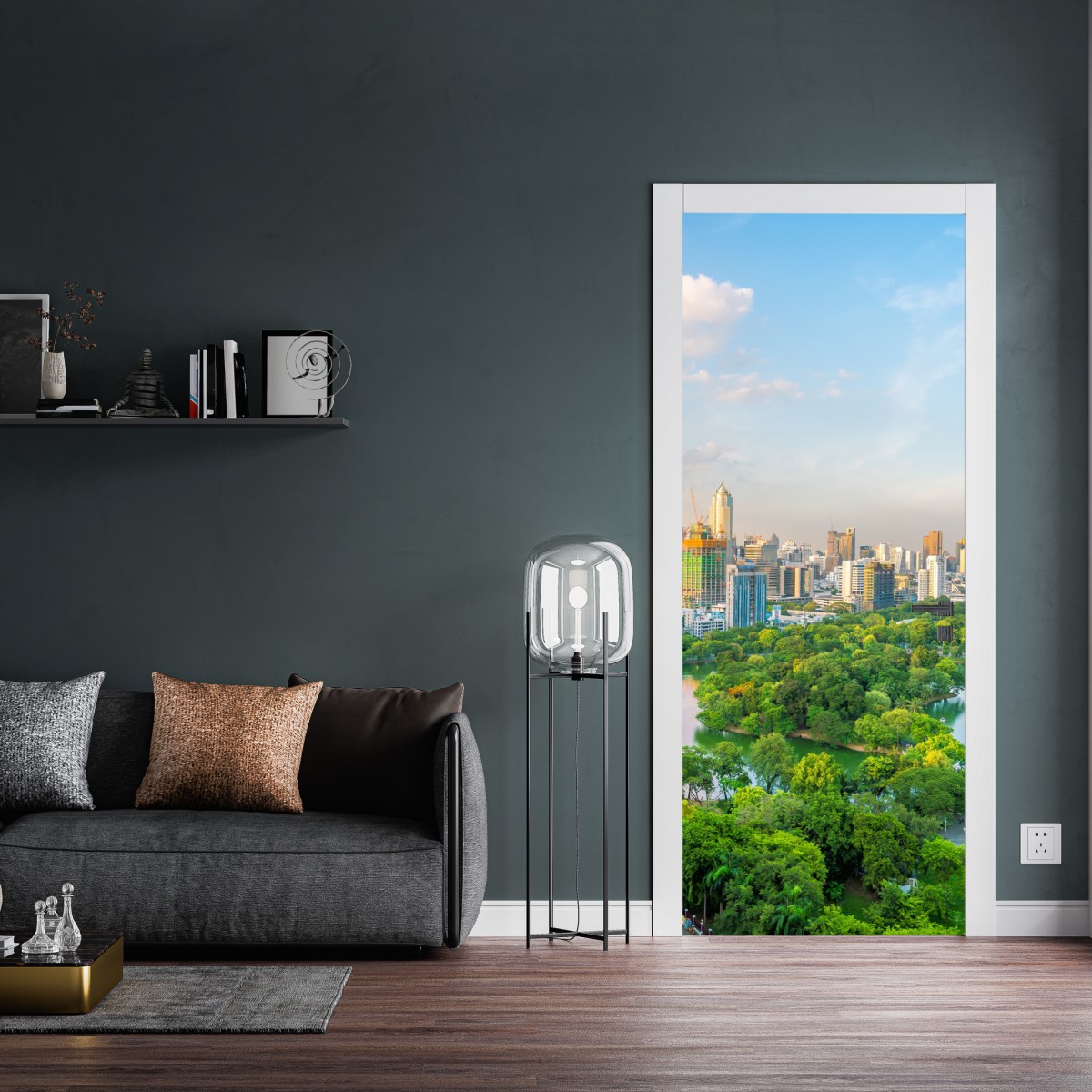 Naklejka na drzwi Bangkok panorama nad parkiem Lumpini – Wallissimo® Naklejka na drzwi Bangkok panorama nad parkiem Lumpini – Wallissimo®