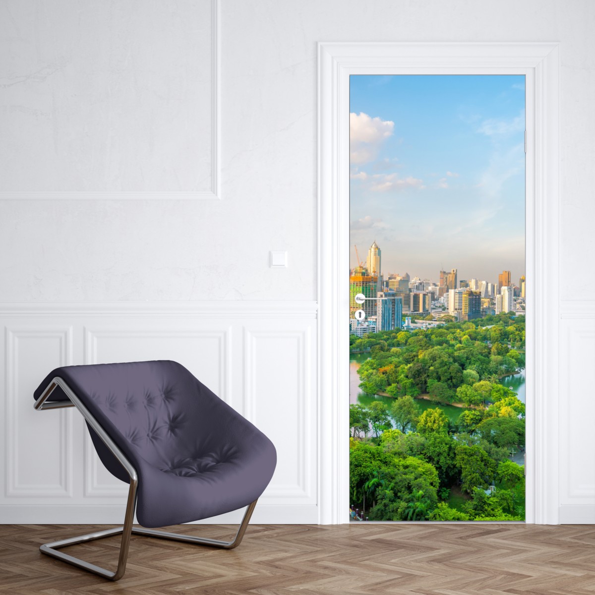 Naklejka na drzwi Bangkok panorama nad parkiem Lumpini – Wallissimo® Naklejka na drzwi Bangkok panorama nad parkiem Lumpini – Wallissimo®
