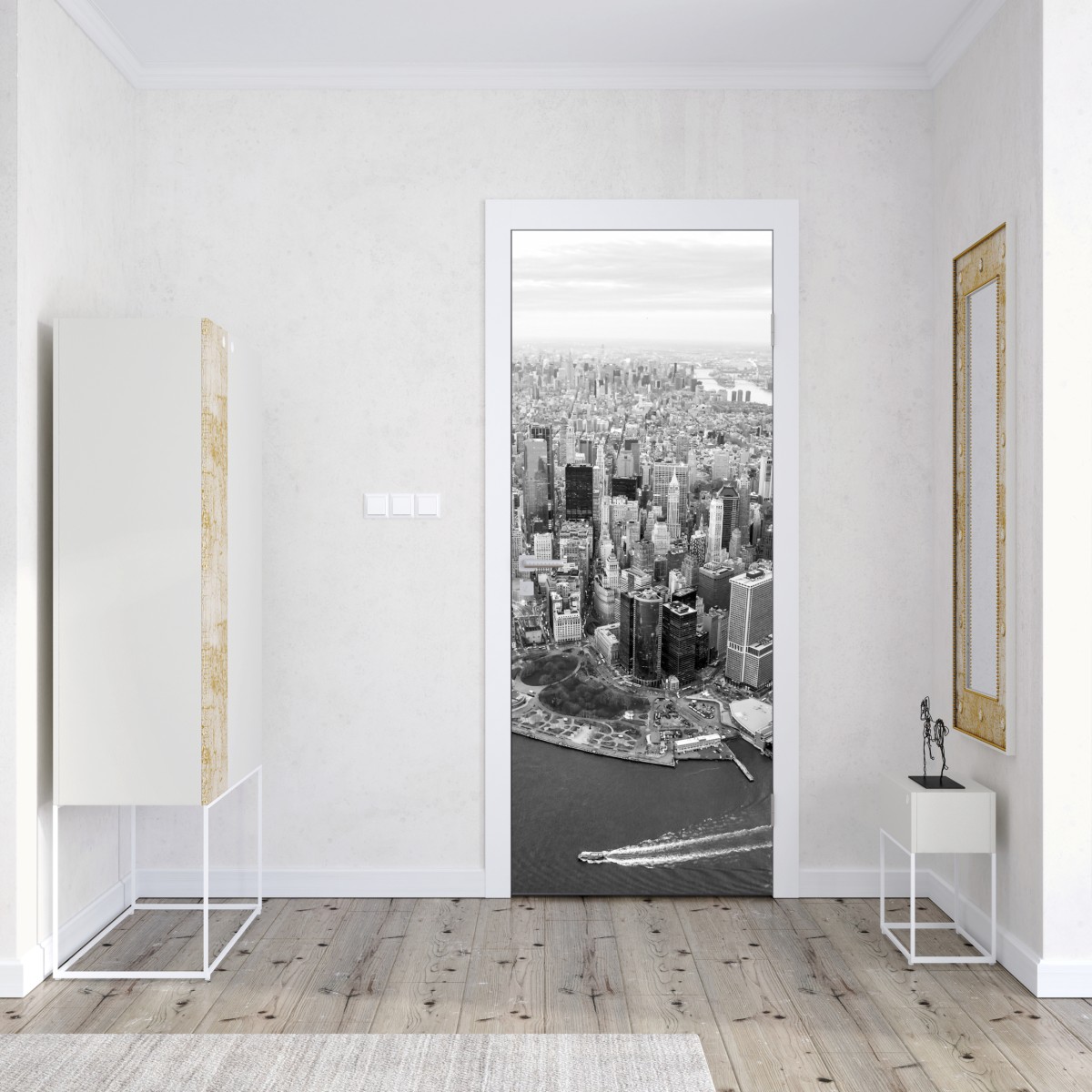 Naklejka na drzwi Manhattan panorama z lotu ptaka – Wallissimo® Naklejka na drzwi Manhattan panorama z lotu ptaka – Wallissimo®