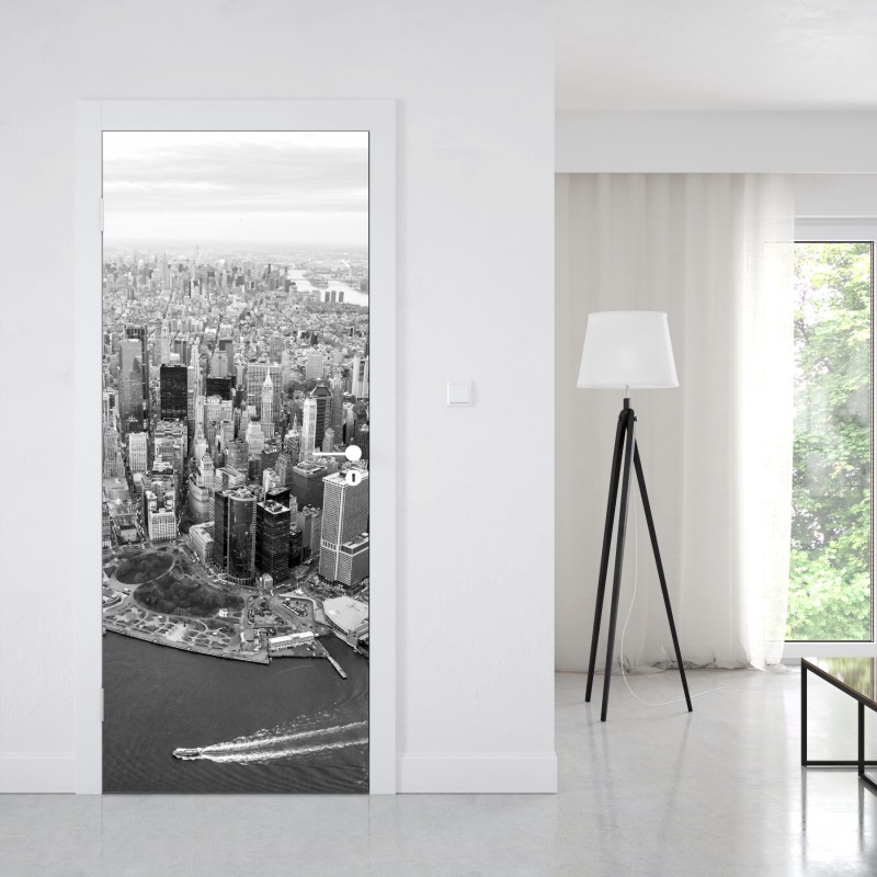 Naklejka na drzwi Manhattan panorama z lotu ptaka – Wallissimo® Naklejka na drzwi Manhattan panorama z lotu ptaka – Wallissimo®