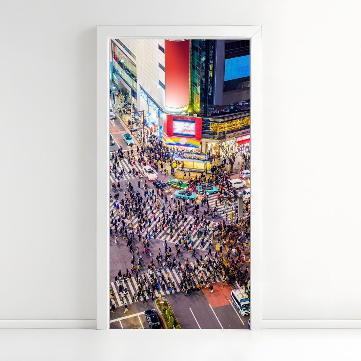 Door sticker Shibuya crossing night cityscape