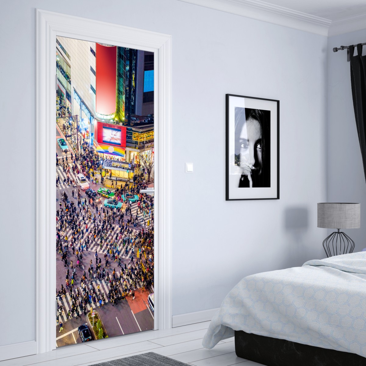 Naklejka na drzwi Shibuya nocne skrzyżowanie – Wallissimo® Naklejka na drzwi Shibuya nocne skrzyżowanie – Wallissimo®