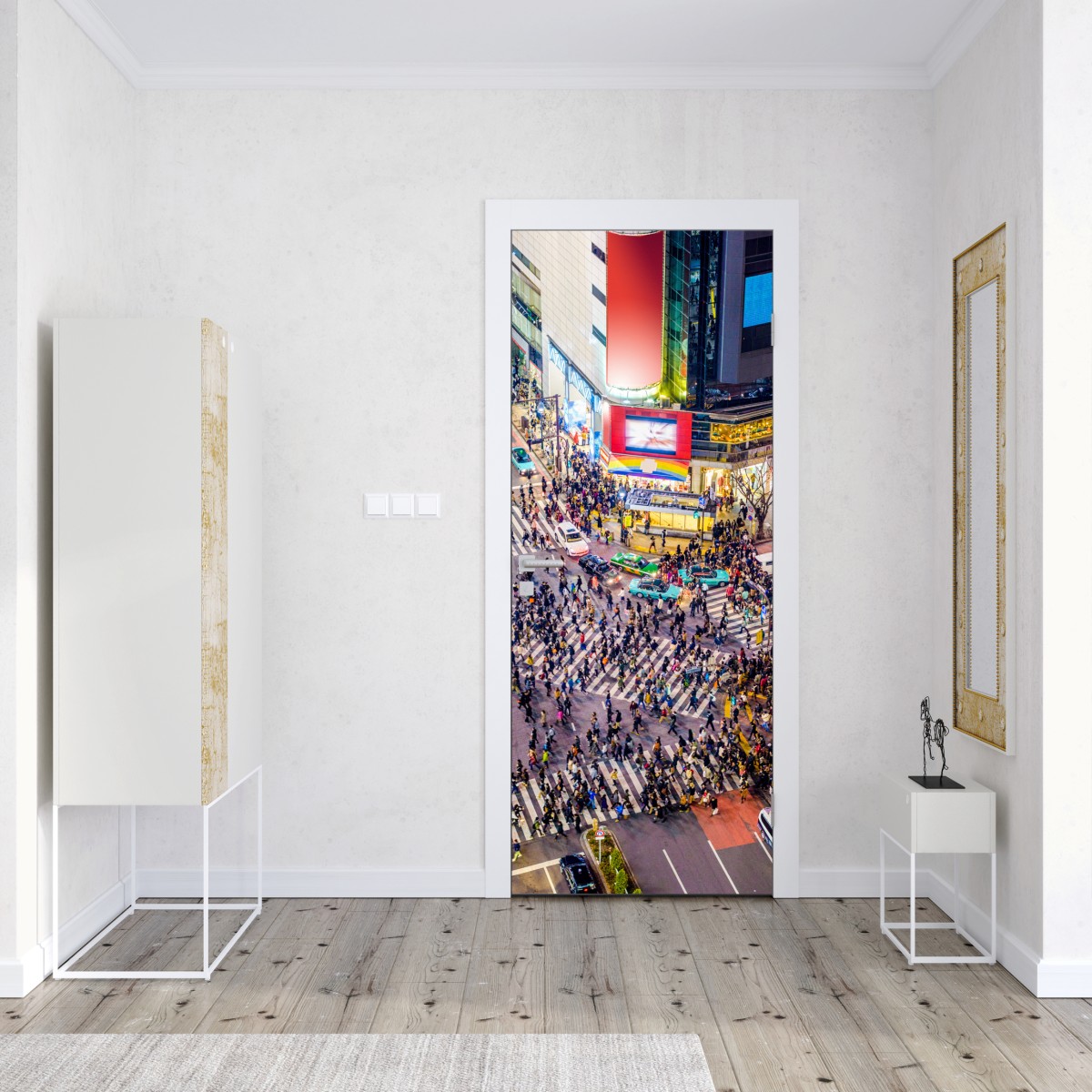 Naklejka na drzwi Shibuya nocne skrzyżowanie – Wallissimo® Naklejka na drzwi Shibuya nocne skrzyżowanie – Wallissimo®