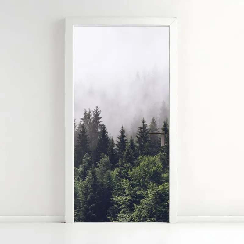 Naklejka na drzwi słoneczne żółte gerbery na koralowym tle – Wallissimo®