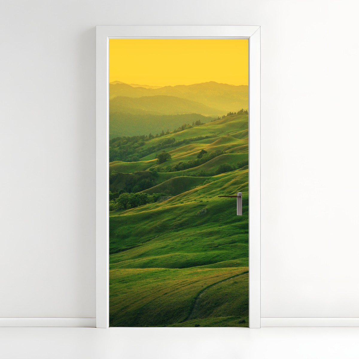 Door sticker northern California rolling hills at sunset