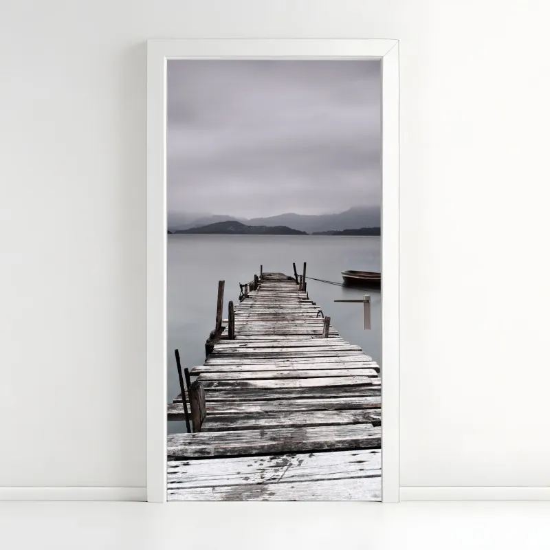 Naklejka na drzwi delikatny niebieski wzór botaniczny – Wallissimo®