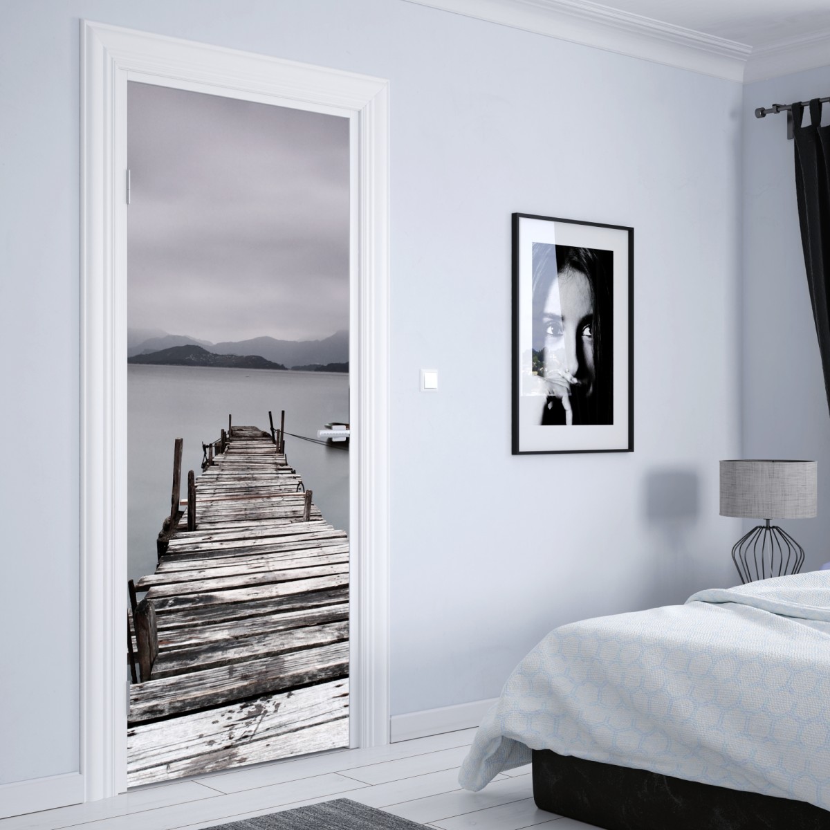 Naklejka na drzwi ciche drewniane molo nad spokojnym morzem – Wallissimo® Naklejka na drzwi ciche drewniane molo nad spokojnym morzem – Wallissimo®