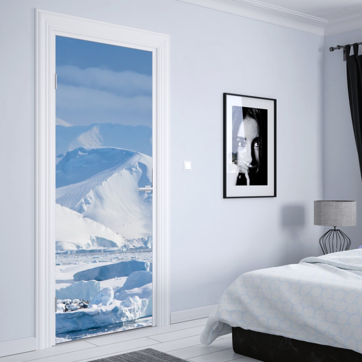 Naklejka na drzwi śnieżna panorama górska – Wallissimo® Naklejka na drzwi śnieżna panorama górska – Wallissimo®